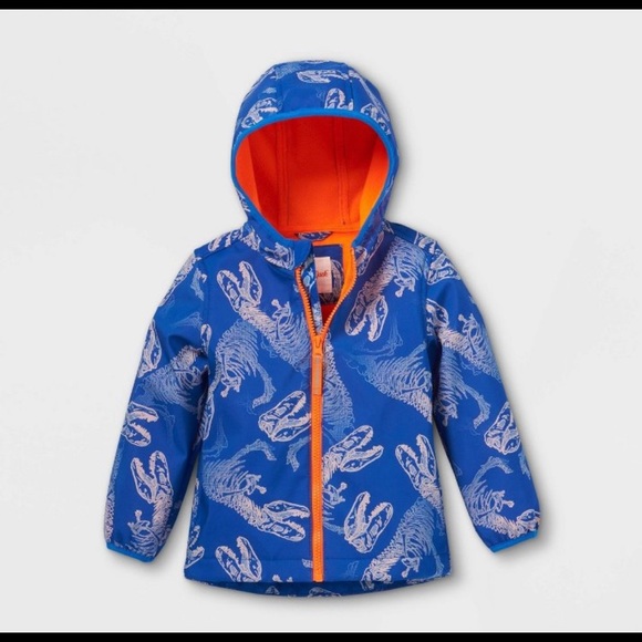 NWT Toddler Boy Dinosaur Print Softshell Jacket Cat & Jack Blue orange - Picture 1 of 10